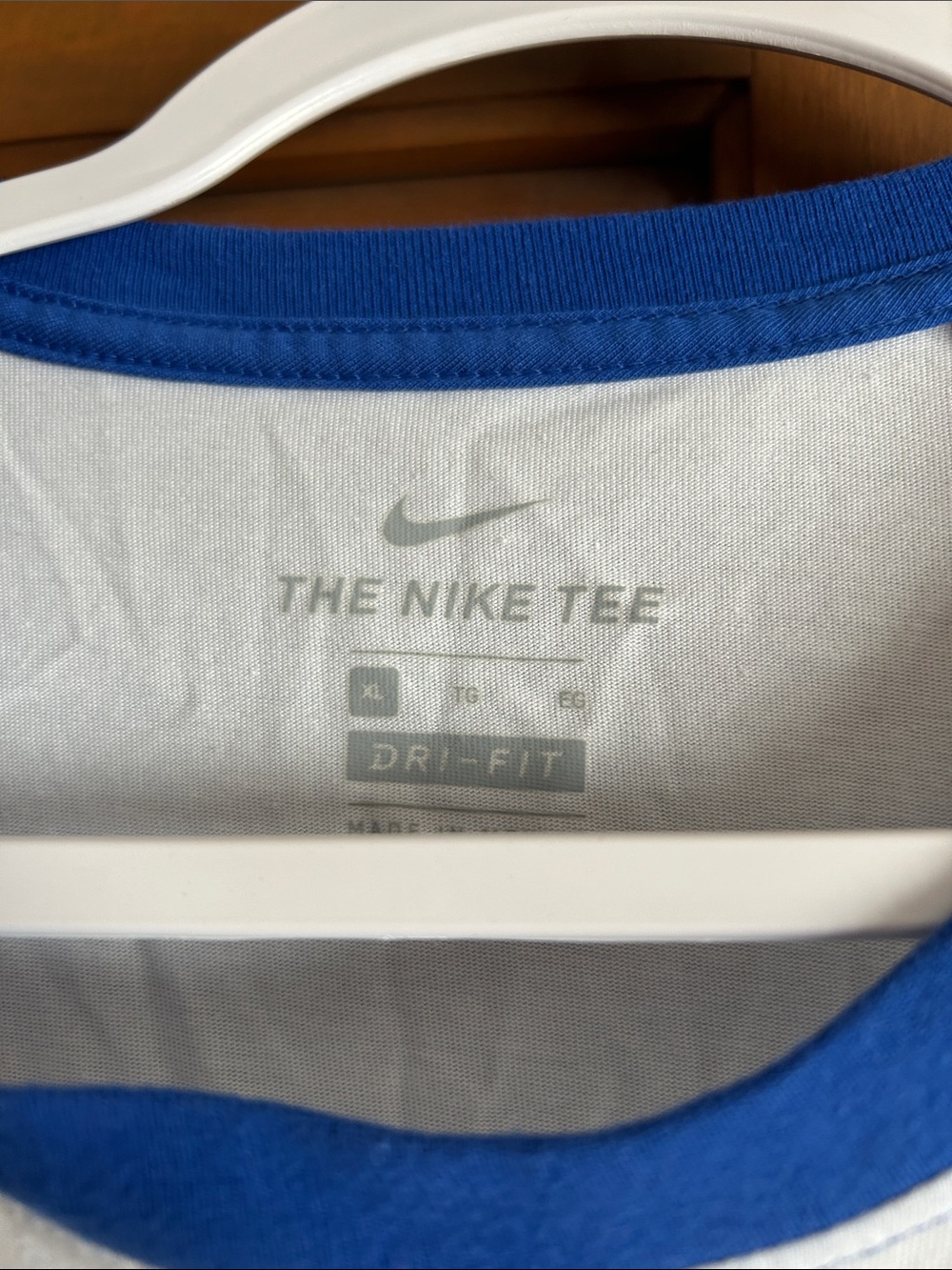 Nike White and Royal Blue Duke Blue Devils Raglan Long Sleeve Tee - Picture 2 of 3